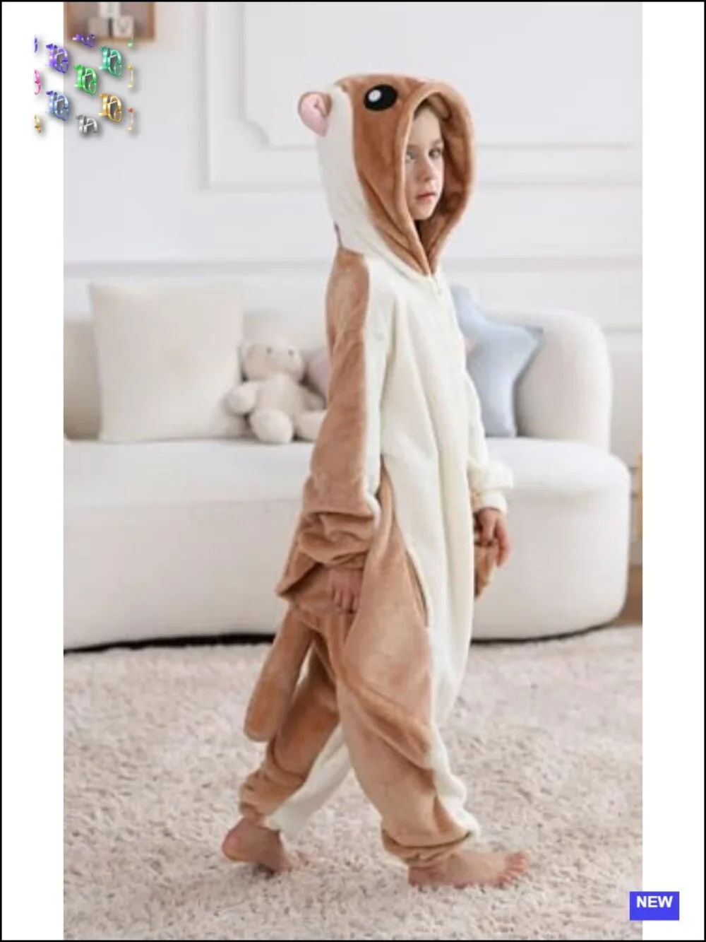 Kids Fleece Animal One-Piece Pajamas Zipper Cosplay Costume Boys Girls
